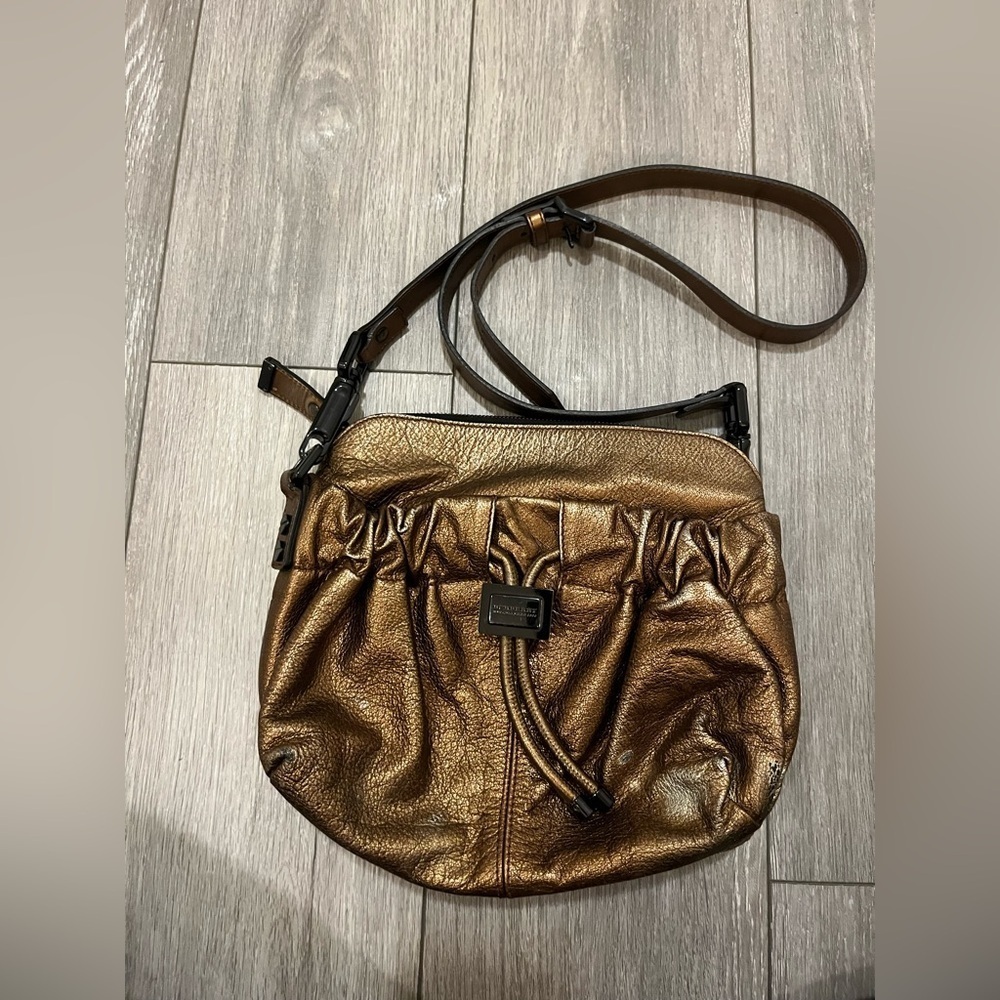 Burberry Leather Felday Demi Shoulder Bag in a metallic copper Made in Italy